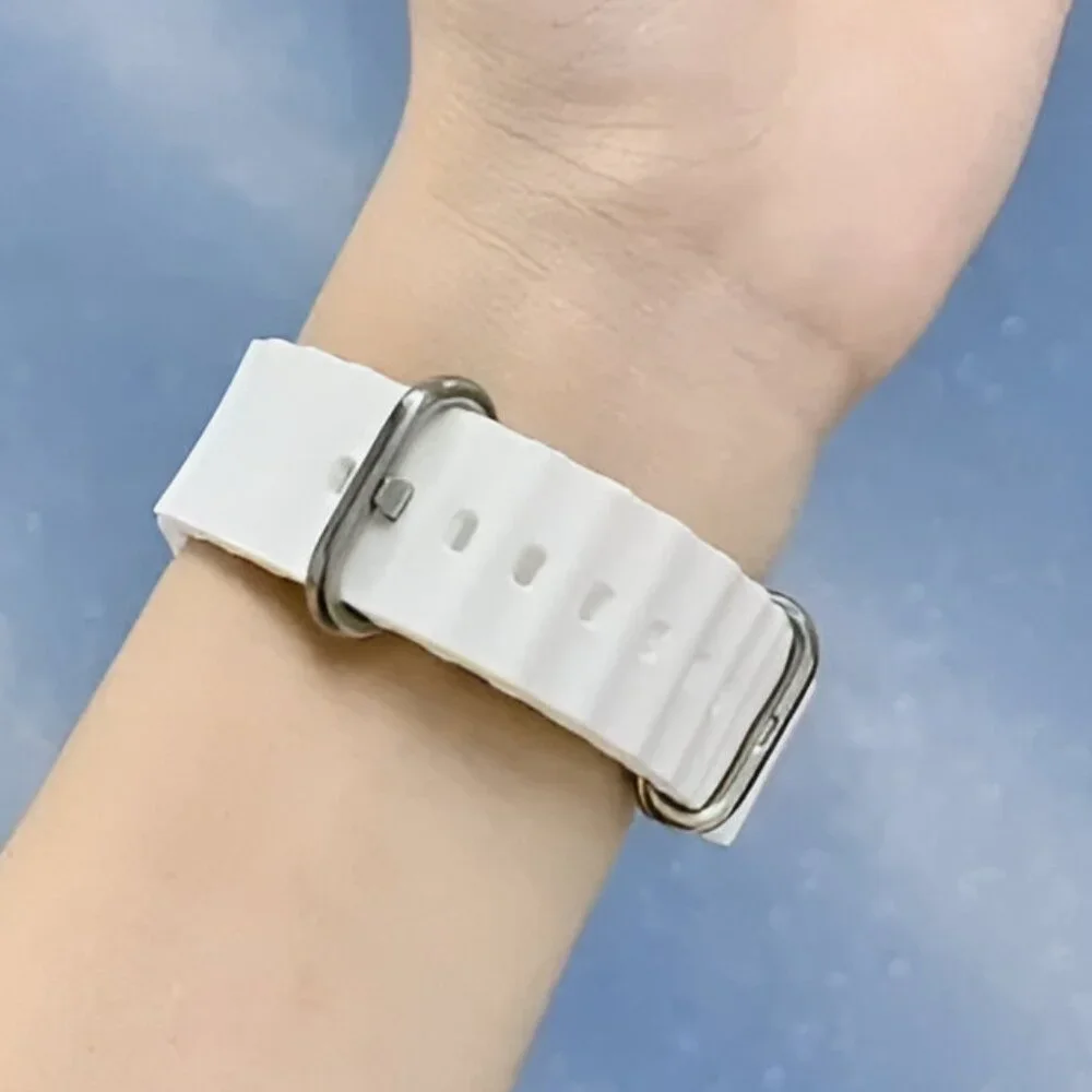 Apple Watch Band Silicone Waterproof Sport Ocean Strap for Apple Watch - White